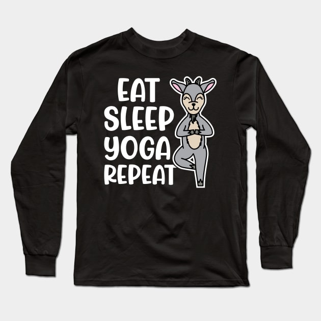 Eat Sleep Yoga Repeat Goat Yoga Fitness Funny Long Sleeve T-Shirt by GlimmerDesigns